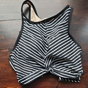 ​Kona Sol Striped High Neck Bikini Top - Size D/DD